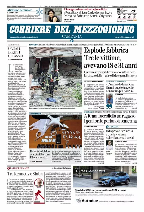 Prima-pagina-corriere del mezzogiorno-del-2024-11-19